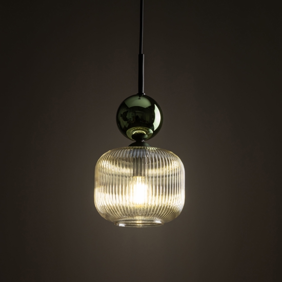 lampada a sospensione vetro ambra verde stile contemporaneo
